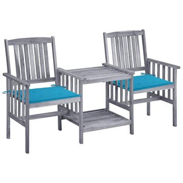 vidaXL Tuinstoelen met tafeltje en kussens massief, Verzenden, Nieuw