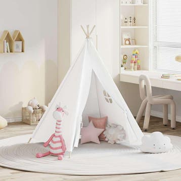 vidaXL Kindertipitent met tas 120x120x150 cm peachskin wit, Verzenden, Nieuw