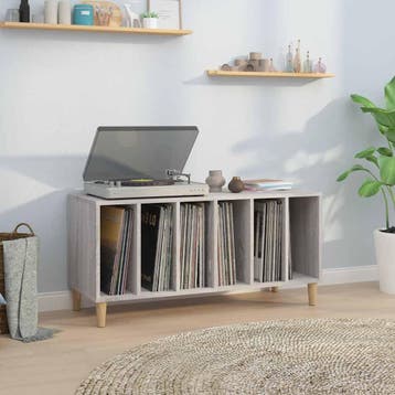 vidaXL Platenkast 100x38x48 cm bewerkt hout grijs sonoma, Verzenden