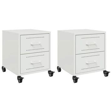 Stalen nachtkastjes (2st) | Retour deal | Pak die -40%!, Huis en Inrichting, Minder dan 45 cm, Zo goed als nieuw, Minder dan 55 cm