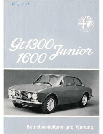 1974 ALFA ROMEO GT 1300 | GT 1600 JUNIOR INSTRUCTIEBOEKJE