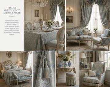 Rêve d’Azur - neoklassiek damastweefsel - Textiel - 300 cm -