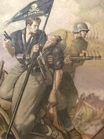 Italië - Militaire propagandakaart Mussolini 1941 fascisme, Gelopen