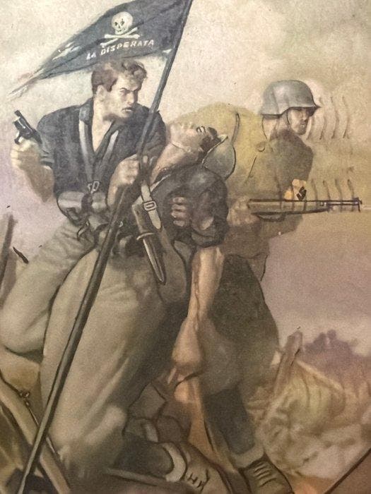 Italië - Militaire propagandakaart Mussolini 1941 fascisme, Verzamelen, Postkaarten | Buitenland