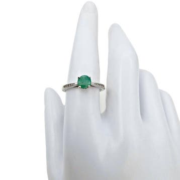 Zonder minimumprijs - Ring Zilver - Smaragd (Gecertificeerd)