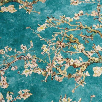 Katoenen Panama-stof Blossom Turquoise – Geïnspireerd door, Antiek en Kunst