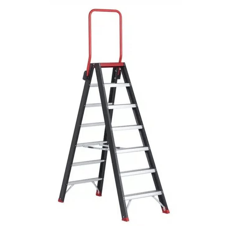 Altrex dubbele trapladder Taurus 2×7 treden met steunbeugel, Doe-het-zelf en Bouw, Ladders en Trappen, Trap, Nieuw, Minder dan 2 meter