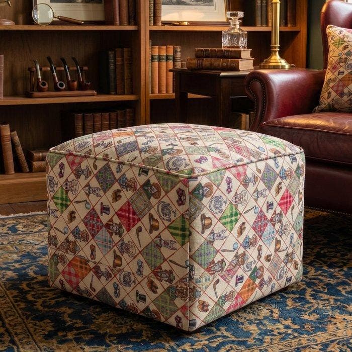 BA206 - Hoogwaardige stof – Schotse patchwork &, Antiquités & Art, Tapis & Textile
