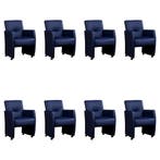 Set van 8 Leren eetkamerstoelen Pleasure - Toledo Kobalt, Ophalen of Verzenden