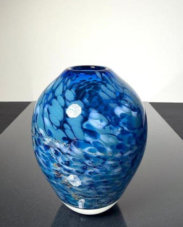 Maxence Parot - Vase - Vase unique couleurs opalines et Or -