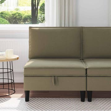 vidaXL Midden Sofa met Opbergruimte Kaki Fluweel, Huis en Inrichting, Verzenden, Nieuw