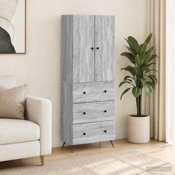 vidaXL Kast Set 2 st 66 x 34,5 x 90 cm Bewerkt hout Grijs, Huis en Inrichting, Kasten | Overige, Verzenden, Nieuw
