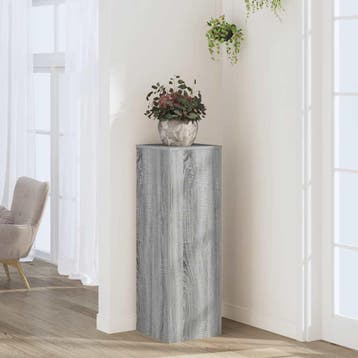 vidaXL Plantenstandaard 33x33x100 cm bewerkt hout grijs, Verzenden, Nieuw