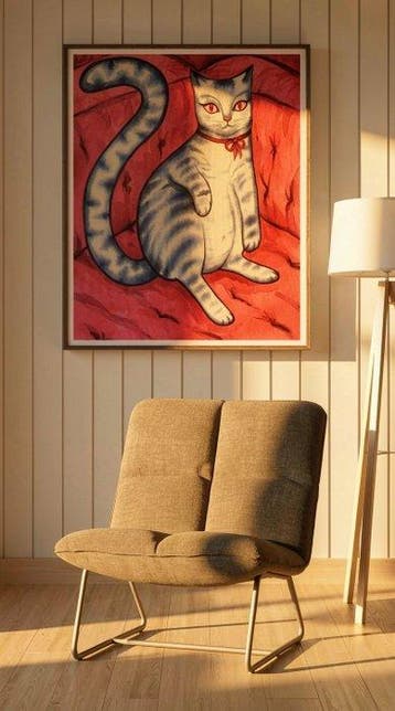 Niurka Moreno Leyva - Cat with red ribbon NO Reserve