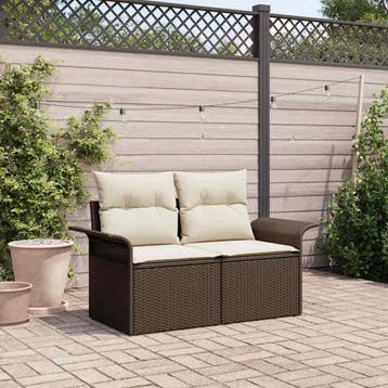 vidaXL Tuin Sofa met kussen Bruin 141 x 62 x 69cm poly, Verzenden, Nieuw