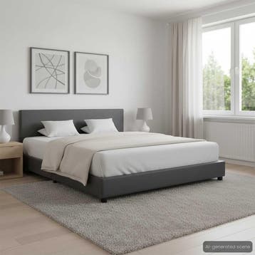 vidaXL Bedframe kunstleer grijs 160x200 cm, Huis en Inrichting, Verzenden, Nieuw