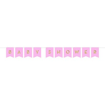 Roze Letterslinger Baby Shower 1,7m, Verzenden