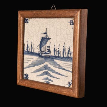Post-middeleeuws Nederlandse Delfts blauw en wit tegel met, Antiek en Kunst