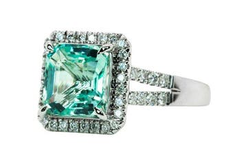 Ring - 14 karaat Witgoud, Pastelgroen (Zonder olie) -
