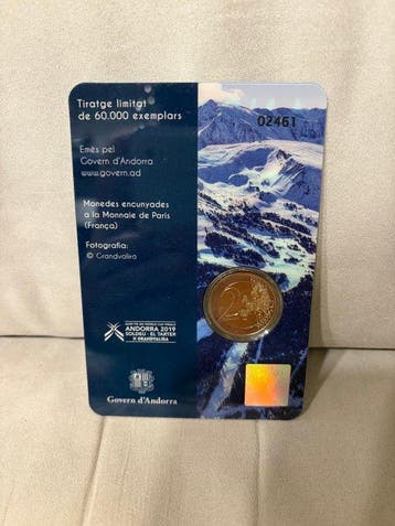 Andorra. 2 Euro 2019 Ski (Zonder minimumprijs)