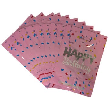 Fako Bijoux - Folie Uitdeelzakjes Happy Birthday Zilver - 10, Diversen, Cadeauverpakkingen, Verzenden, Nieuw