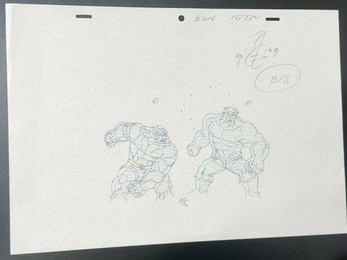 Marvel - Originele animatietekening van Hulk en The Thing, CD & DVD, DVD | Films d'animation & Dessins animés
