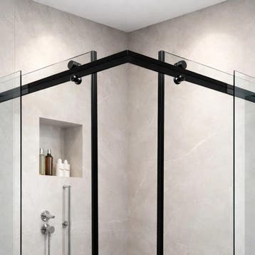 Verona schuifdeurrail voor douche - Hoek - Zwart, Verzenden, Nieuw