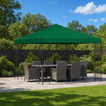 vidaXL Prieel 3 x 3 m Groen Polyester en Staal 190 gsm, Verzenden, Nieuw