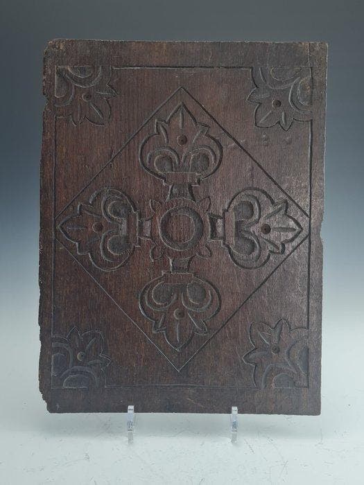 Snijwerk, Fleur-de-lis motieven - 36 cm - Eik, Antiquités & Art, Antiquités | Autres Antiquités