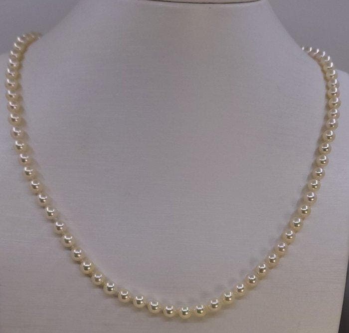 Halsketting 5×5,5 mm heldere Akoya parels, Bijoux, Sacs & Beauté, Colliers