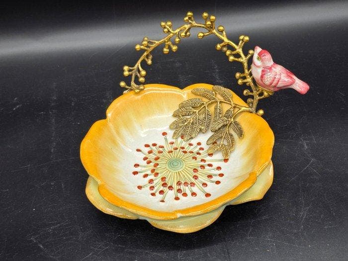 Kom - Porselein, Brons - Vogel, Antiek en Kunst, Kunst | Designobjecten