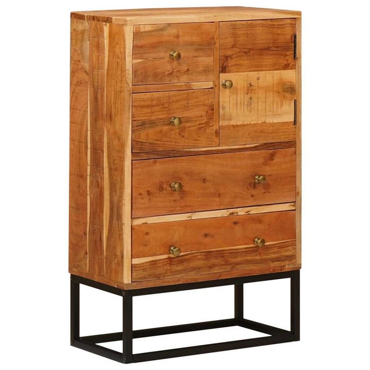 vidaXL Ladeblok met lade Naturel 55 x 30 x 90 cm Massief, Huis en Inrichting, Kasten | Overige, Nieuw, Verzenden