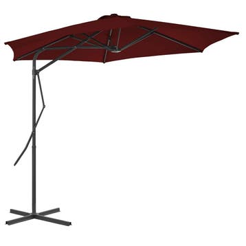vidaXL Parasol met stalen paal 300x230 cm bordeauxrood, Verzenden, Nieuw