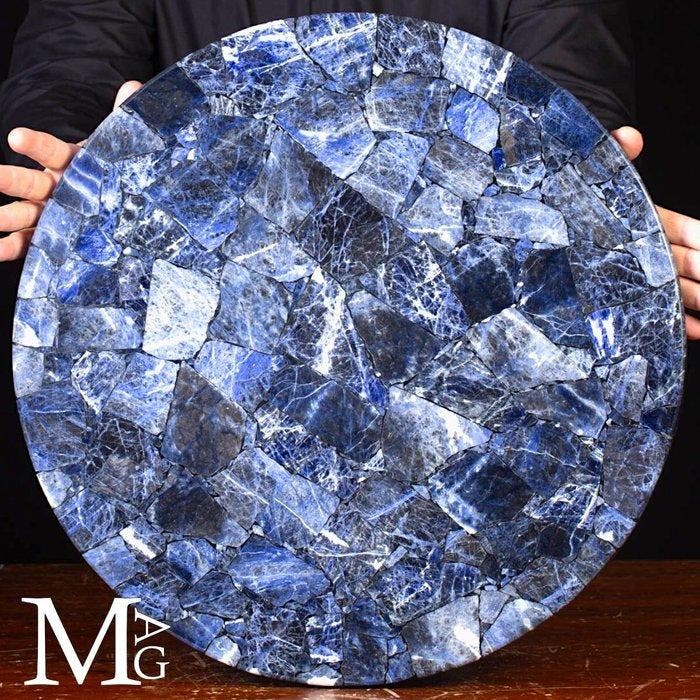 Prachtige sodalietmozaïek - Exclusieve salontafel - Hoogte:, Antiquités & Art, Curiosités & Brocante