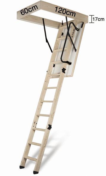 Altrex zoldertrap Woodytrex De Luxe 120x60x17cm, Trap, Nieuw, Ophalen of Verzenden, Opvouwbaar of Inschuifbaar