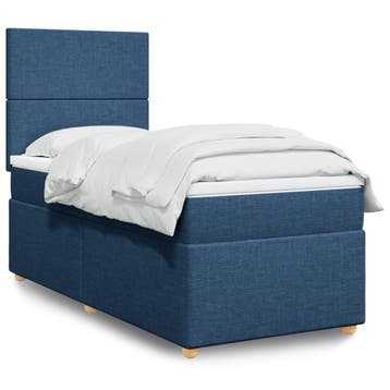 vidaXL Boxspring met matras stof blauw 90x190 cm, Verzenden, Nieuw