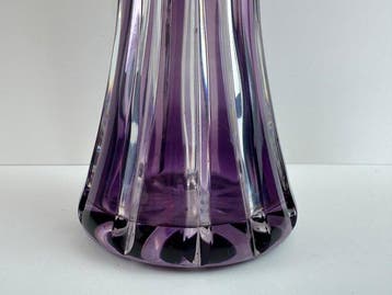 Bohemian - Czech Amethyst Cut-to-Clear Crystal Vase in Art