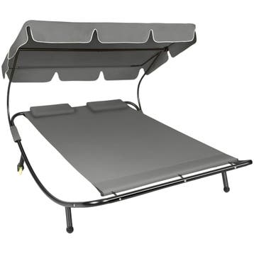 tectake Ligbed voor 2 personen - zwart / grijs, Jardin & Terrasse, Ensembles de jardin, Verzenden