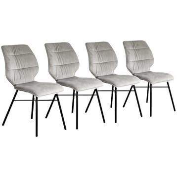 bert plantagie Set Van 4 Eetkamerstoelen Canvas - Ongebruikt, Verzenden, Zo goed als nieuw, Grijs