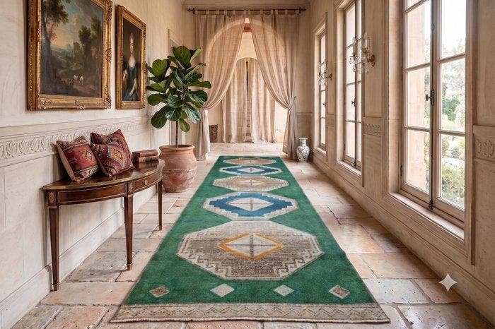 Lange vintage Kurdi - Loper - 345 cm - 85 cm - met, Huis en Inrichting, Stoffering | Tapijten en Vloerkleden