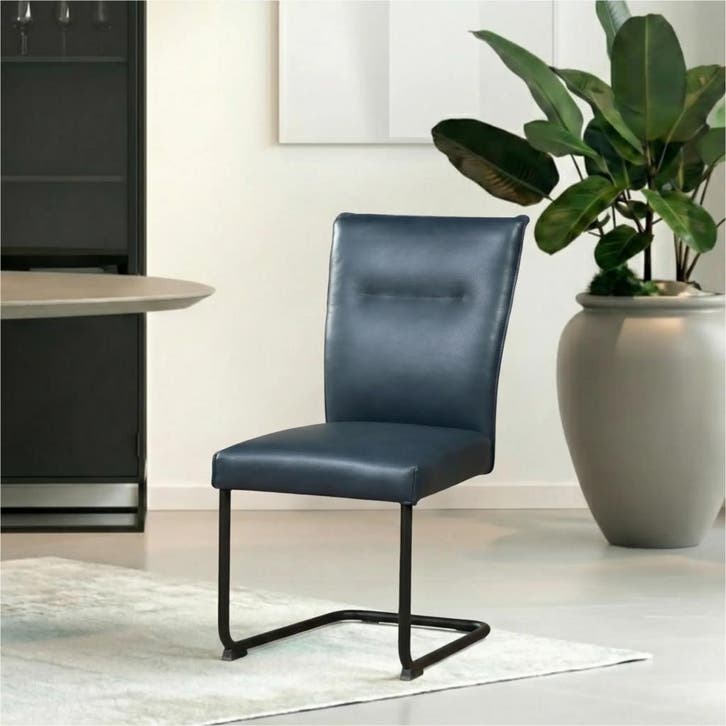 Set van 10 Leren eetkamerstoelen Retro - Granada Blue, Maison & Meubles, Chaises, Enlèvement ou Envoi