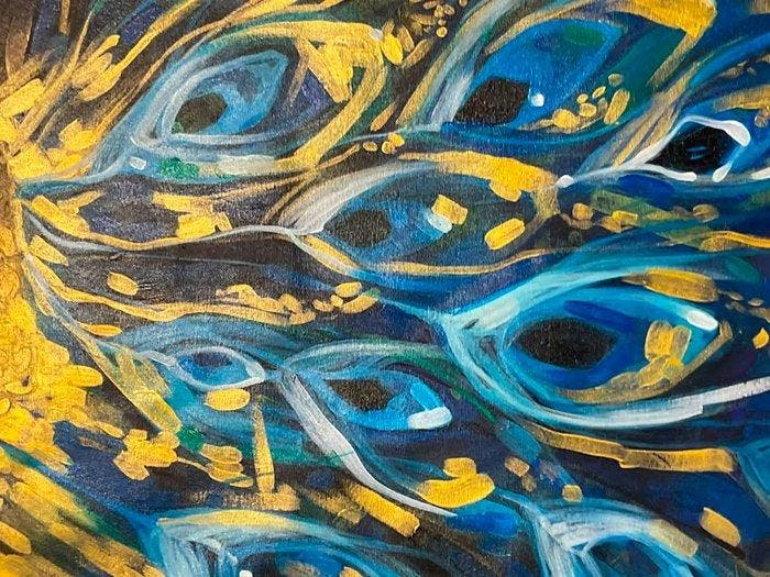 Karlos 110 x 59 cm - El esplendor del pavo real, Antiquités & Art, Art | Peinture | Moderne