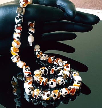 Amber Natuurlijke Baltische barnsteenketting in mozaïekstijl