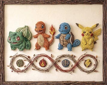 AT9 - Starters & Pikachu: Wood Version