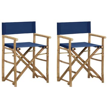 vidaXL Regisseursstoelen 2 st inklapbaar blauw bamboe en, Verzenden, Nieuw