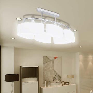 vidaXL Plafondlamp met ellipsvormige glazen kappen 4 st E14, Maison & Meubles, Lampes | Plafonniers, Verzenden