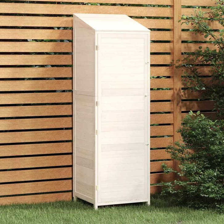 vidaXL Tuinschuur 55x52x174,5 cm massief vurenhout wit, Tuin en Terras, Tuinhuizen, Nieuw, Verzenden
