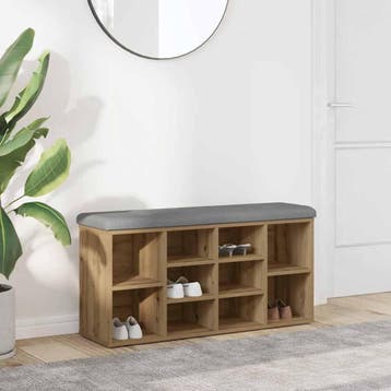 vidaXL Schoenenbank 82x32x45,5 cm bewerkt hout artisanaal, Verzenden, Nieuw