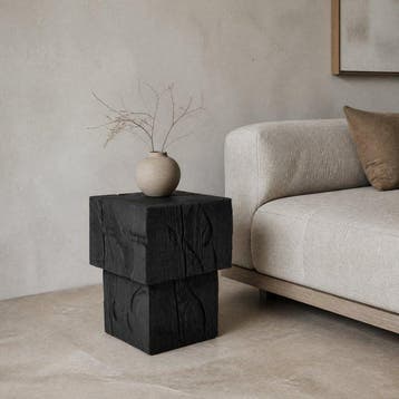 Logniture - Bijzettafel - Massief hout, met kettingzaag