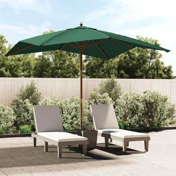 vidaXL Parasol met houten paal 300x300x273 cm groen, Verzenden